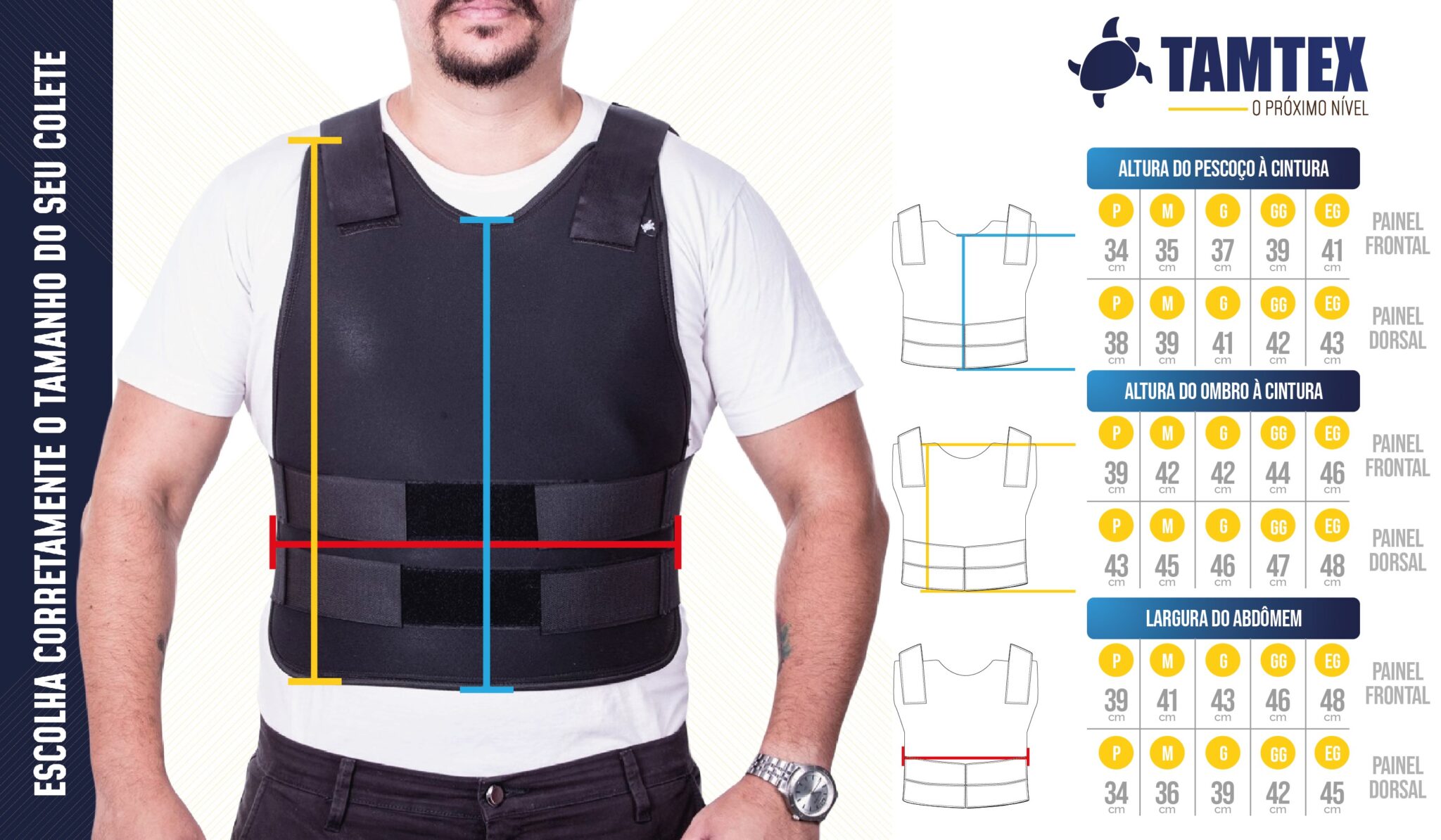 Guia de tamanhos TAMTEX EXTRA-FIT